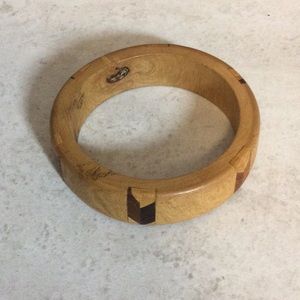 Wooden etched Scandinavian cuff bracelet